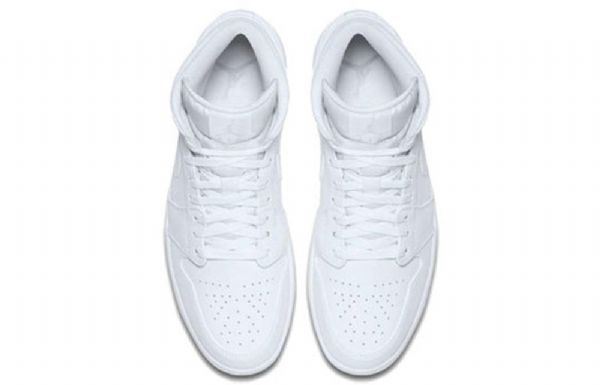 Nike Air Jordan 1 Retro Mid Tops Basketball Shoes Herre Hvite