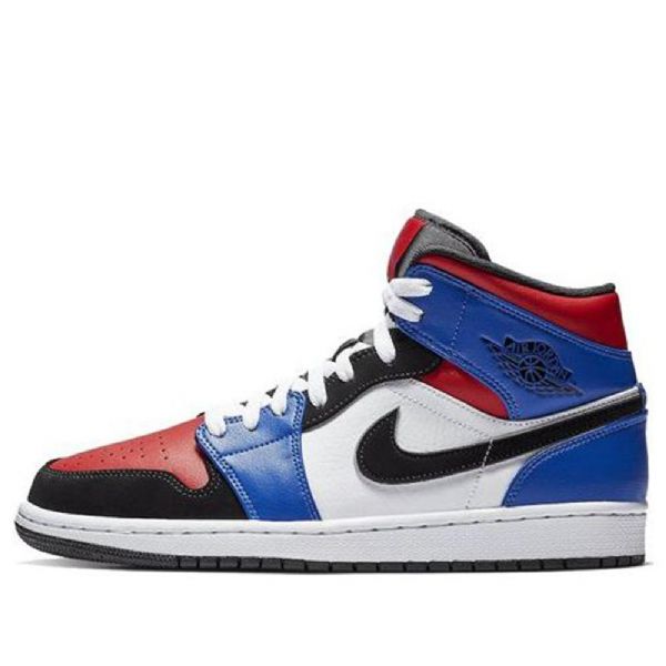 Nike Air Jordan 1 Retro Mid Tops Basketball Shoes Herre Svarte Hvite Lilla