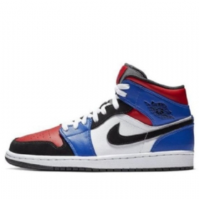 Nike Air Jordan 1 Retro Mid Tops Basketball Shoes Herre Svarte Hvite Lilla