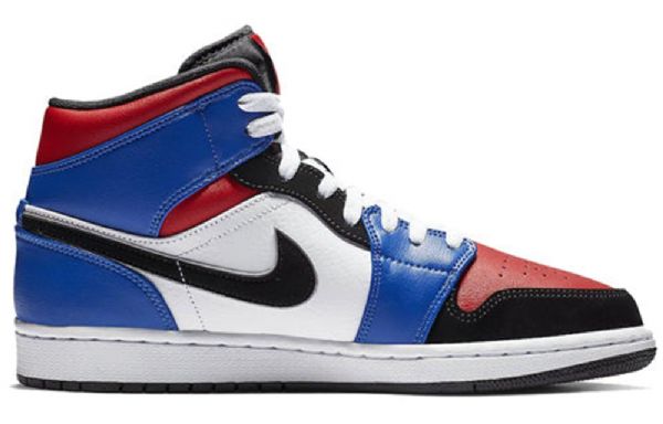 Nike Air Jordan 1 Retro Mid Tops Basketball Shoes Herre Svarte Hvite Lilla