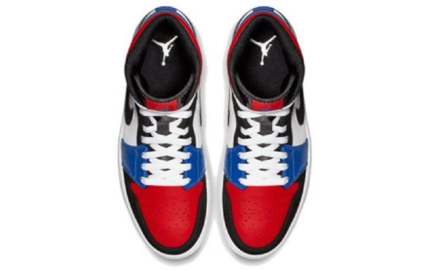 Nike Air Jordan 1 Retro Mid Tops Basketball Shoes Herre Svarte Hvite Lilla