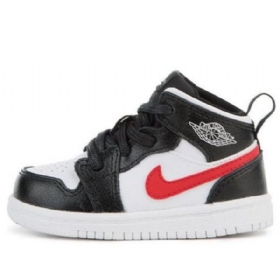 Nike Air Jordan 1 Retro Mid Tops Bt Basketball Shoes Barn Svarte Hvite