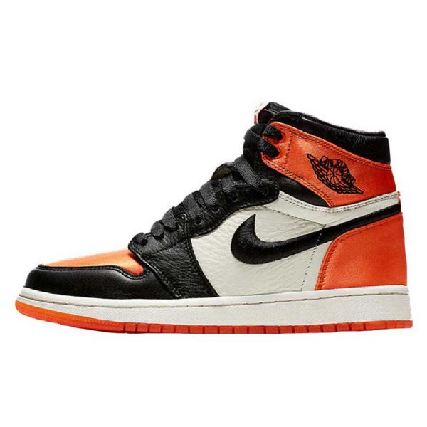 Nike Air Jordan 1 Satin Shatteredboard Sko Dame Oransje Svarte