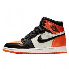 Nike Air Jordan 1 Satin Shatteredboard Sko Dame Oransje Svarte