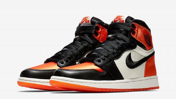 Nike Air Jordan 1 Satin Shatteredboard Sko Dame Oransje Svarte