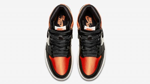 Nike Air Jordan 1 Satin Shatteredboard Sko Dame Oransje Svarte