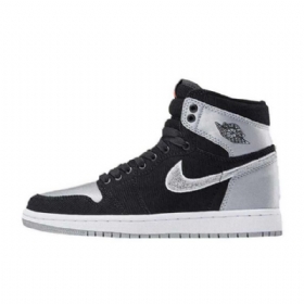 Nike Air Jordan 1 Shadow Satin Aleali Sko Herre Svarte Sølv