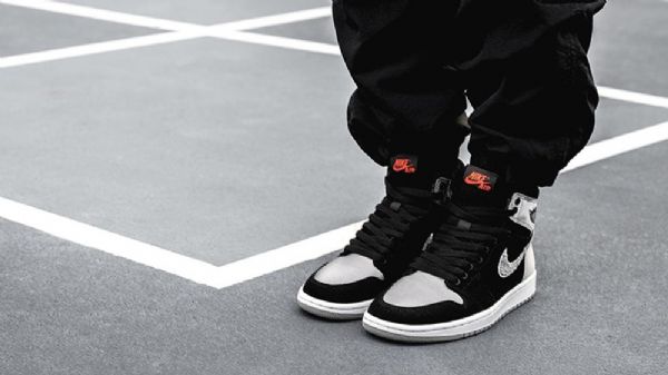 Nike Air Jordan 1 Shadow Satin Aleali Sko Herre Svarte Sølv