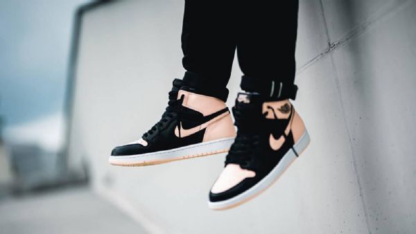 Nike Air Jordan 1 Sko Dame Svarte Rosa
