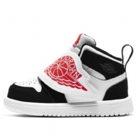 Nike Air Jordan 1 Sky Logo Td Sko Barn Hvite Rød Svarte