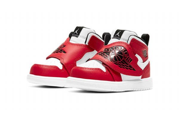 Nike Air Jordan 1 Sky Logo Td Sko Barn Rød Svarte Hvite