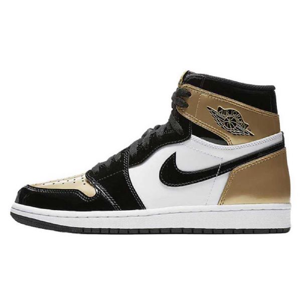 Nike Air Jordan 1 Tå Sko Herre Svarte Gull Hvite