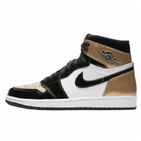 Nike Air Jordan 1 Tå Sko Herre Svarte Gull Hvite