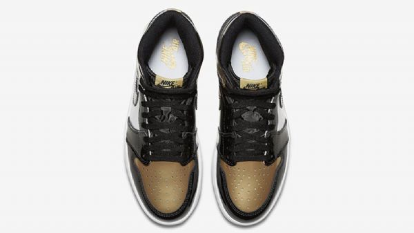 Nike Air Jordan 1 Tå Sko Herre Svarte Gull Hvite
