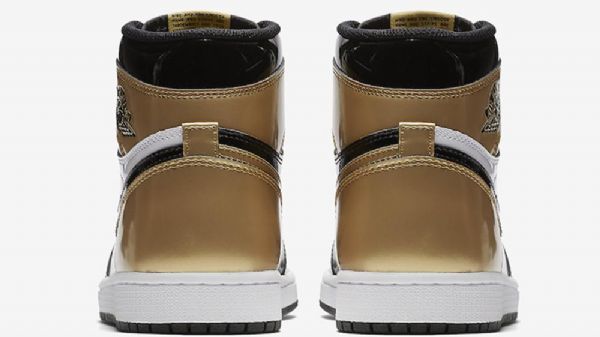 Nike Air Jordan 1 Tå Sko Herre Svarte Gull Hvite