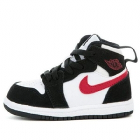 Nike Air Jordan 1 Td Retro High Tops Sko Barn Hvite Svarte Rød