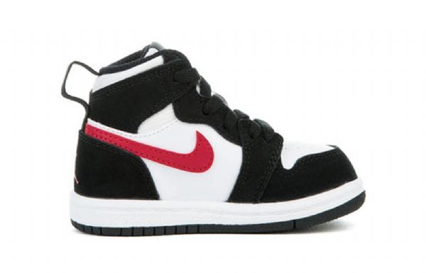 Nike Air Jordan 1 Td Retro High Tops Sko Barn Hvite Svarte Rød
