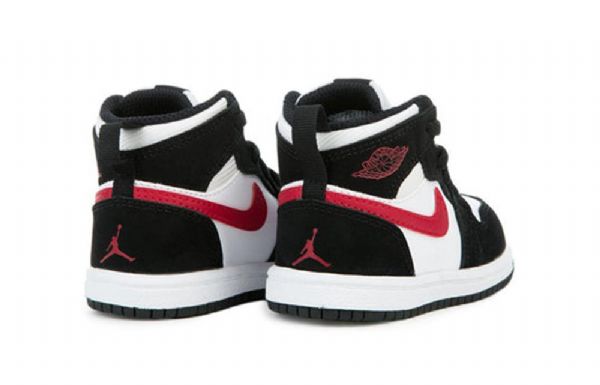 Nike Air Jordan 1 Td Retro High Tops Sko Barn Hvite Svarte Rød
