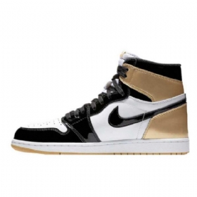 Nike Air Jordan 1 Top 3 Sko Herre Svarte Hvite Gull