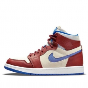 Nike Air Jordan 1 Zoom Komfort Retro Basketball Shoes Dame Rød Khaki