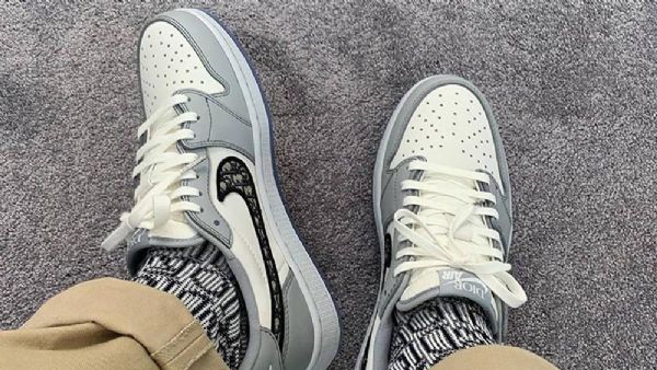 Nike Dior X Jordan 1 Low Tops Sko Herre Grå