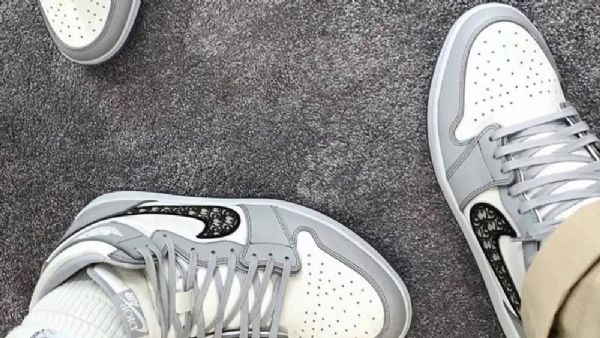 Nike Dior X Jordan 1 Low Tops Sko Herre Grå