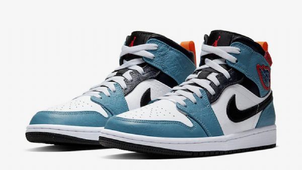 Nike Facetasm X Jordan 1 Mid Tops Fearless Sko Herre Blå Hvite