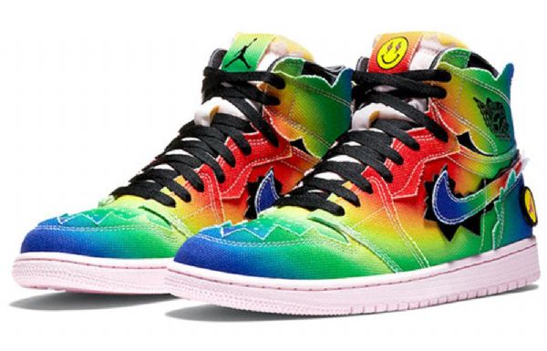 Nike J. Balvin X Air Jordan 1 Retro Og High Tops Basketball Shoes Herre Multicolor