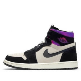 Nike Paris Saint-germain X Air Jordan 1 High Tops Zoom Komfort Retro Basketball Shoes Herre Svarte Lilla