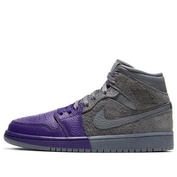 Nike Sheila Rashid X Air Jordan 1 Mid Tops Retro Basketball Shoes Dame Lilla Grå