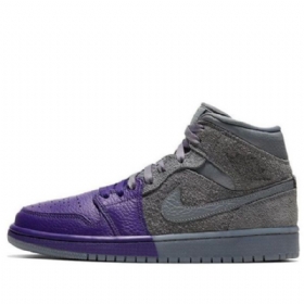 Nike Sheila Rashid X Air Jordan 1 Mid Tops Retro Basketball Shoes Dame Lilla Grå