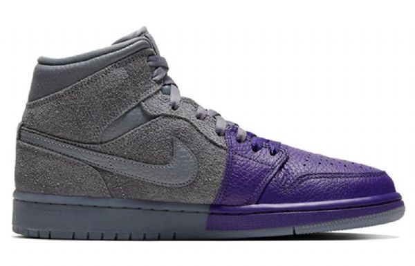 Nike Sheila Rashid X Air Jordan 1 Mid Tops Retro Basketball Shoes Dame Lilla Grå