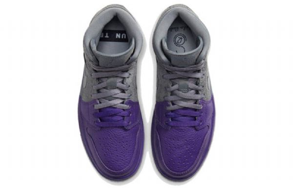 Nike Sheila Rashid X Air Jordan 1 Mid Tops Retro Basketball Shoes Dame Lilla Grå
