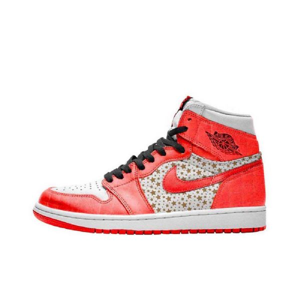 Nike Supreme X Jordan 1 High Tops Stars College Sko Herre Oransje