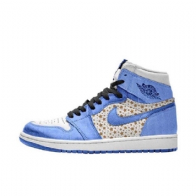 Nike Supreme X Jordan 1 High Tops Stars Sko Herre Blå