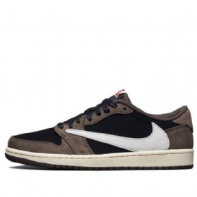 Nike Travis Scott X Air Jordan 1 Low Tops Retro Basketball Shoes Herre Brune Hvite
