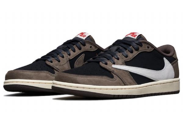 Nike Travis Scott X Air Jordan 1 Low Tops Retro Basketball Shoes Herre Brune Hvite