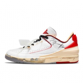 Nike Off-white X Air Jordan 2 Low Tops Sko Dame Hvite Rød