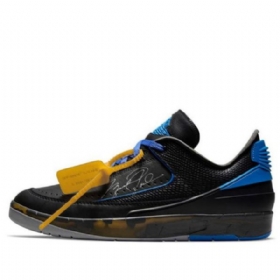 Nike Off-white X Air Jordan 2 Retro Low Tops Sp Basketball Shoes Herre Svarte Kongeblå