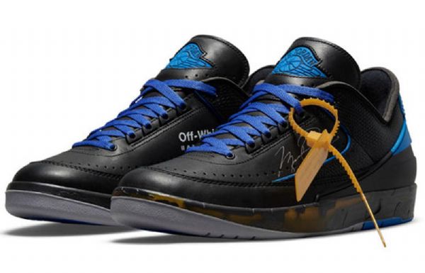 Nike Off-white X Air Jordan 2 Retro Low Tops Sp Basketball Shoes Herre Svarte Kongeblå