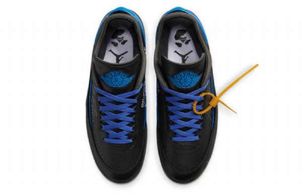 Nike Off-white X Air Jordan 2 Retro Low Tops Sp Basketball Shoes Herre Svarte Kongeblå