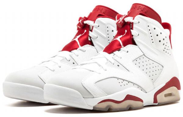 Nike Air Jordan 6 Retro Basketball Shoes Herre Hvite Rød