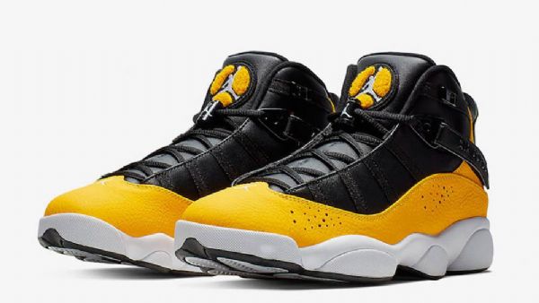 Nike Air Jordan 6 Rings Taxi Sko Herre Svarte Gul