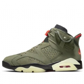 Nike Travis Scott X Air Jordan 6 Retro Basketball Shoes Herre Olivengrønne