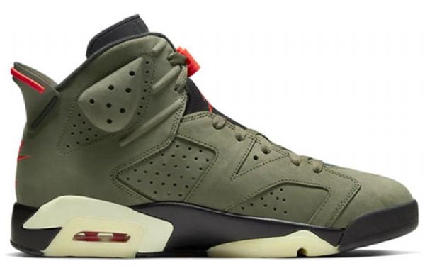 Nike Travis Scott X Air Jordan 6 Retro Basketball Shoes Herre Olivengrønne
