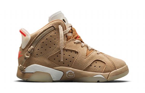 Nike Travis Scott X Air Jordan 6 Retro Ps Basketball Shoes Herre Khaki