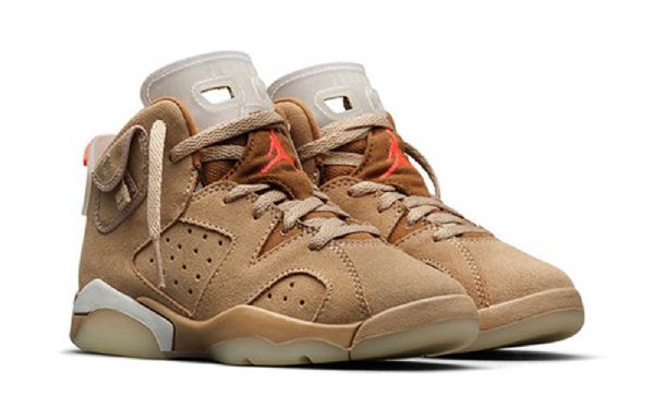 Nike Travis Scott X Air Jordan 6 Retro Ps Basketball Shoes Herre Khaki