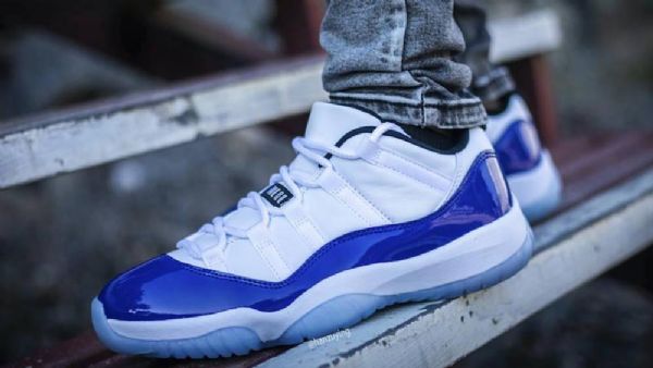 Nike Air Jordan 11 Low Tops Concord Sko Herre Hvite Blå