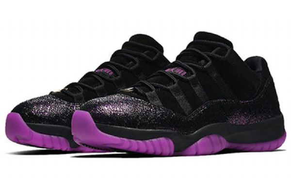 Nike Air Jordan 11 Low Tops Retro Basketball Shoes Dame Svarte Lilla