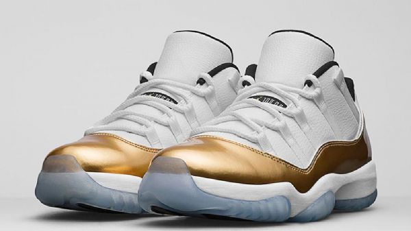 Nike Air Jordan 11 Low Tops Sko Herre Hvite Gull